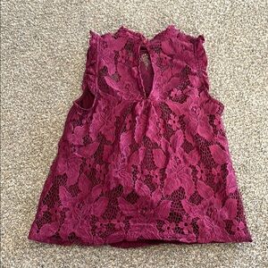 floral lace loose tank top blouse